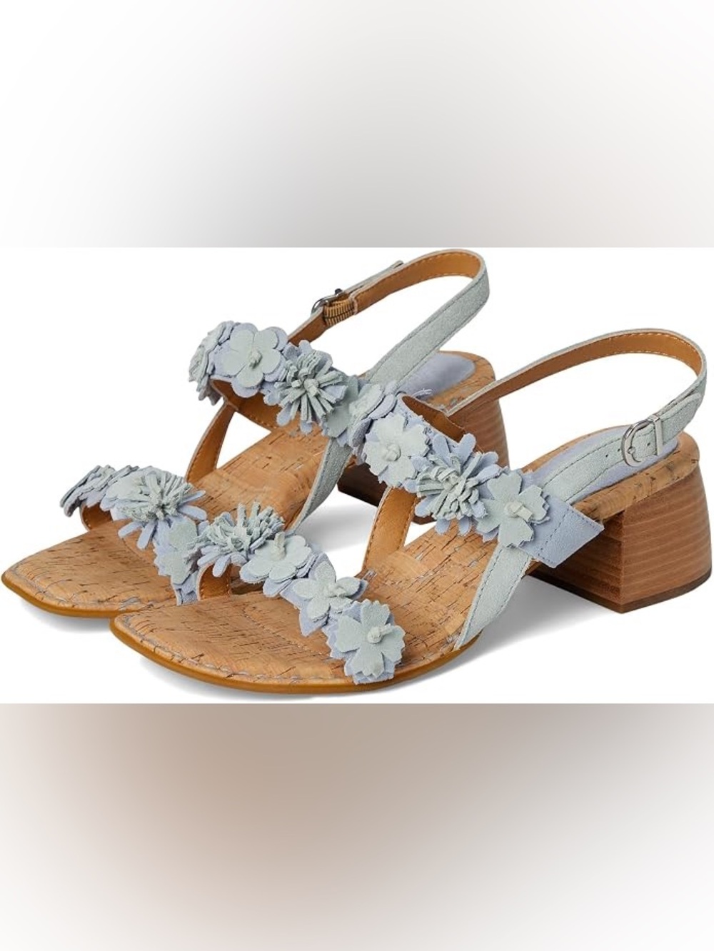 Born Springs Floral Cork Block Heel Metallic Leather Sandals